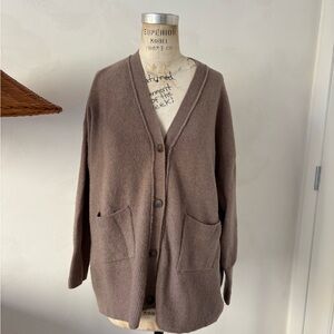 Zara Taupe Wool Blend  Oversized Cardigan Size Small